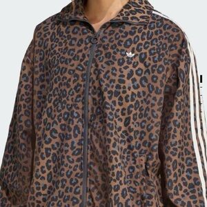 Adidas Brown Windbreaker Leopard Print